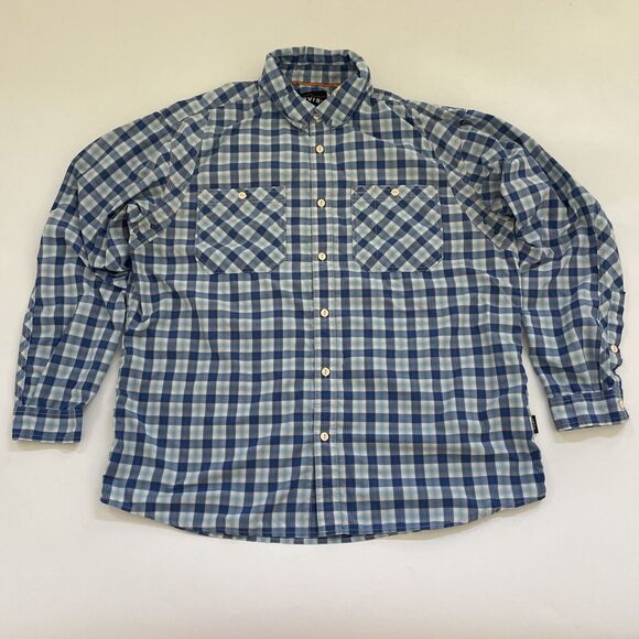 Orvis Western Shirt MENS XL Plaid Long Sleeve Button Down Nylon Fishing Hiking‎ - Picture 1 of 10